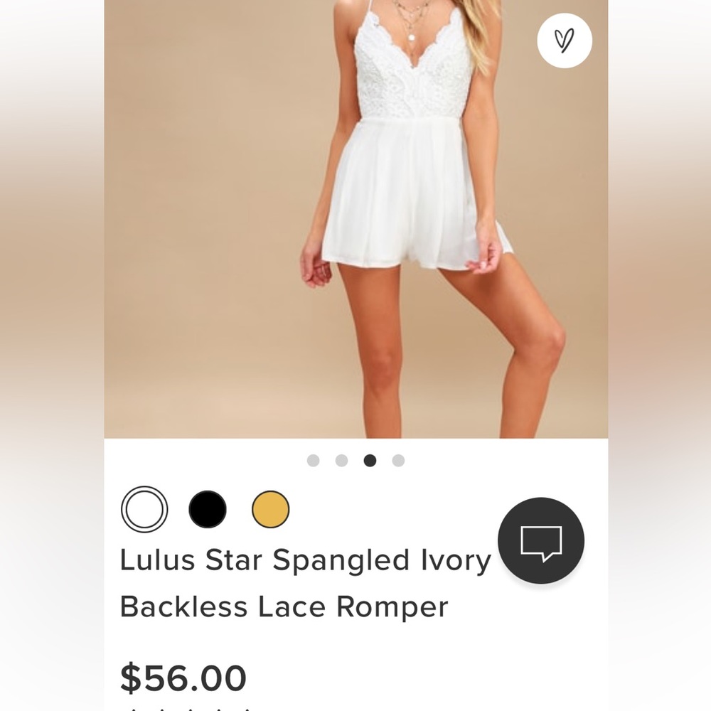 NWOT- Lulus size small romper in white